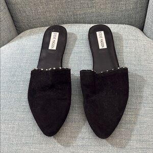 Steve Madden Black Suede Studded Mules